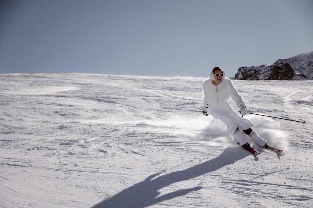 skiing bride