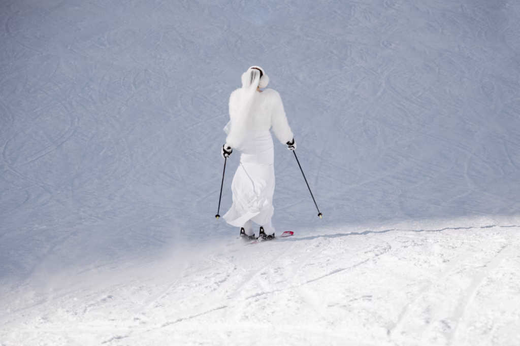 bride skiing