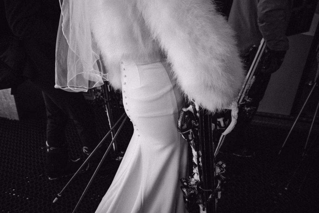 skiing bride